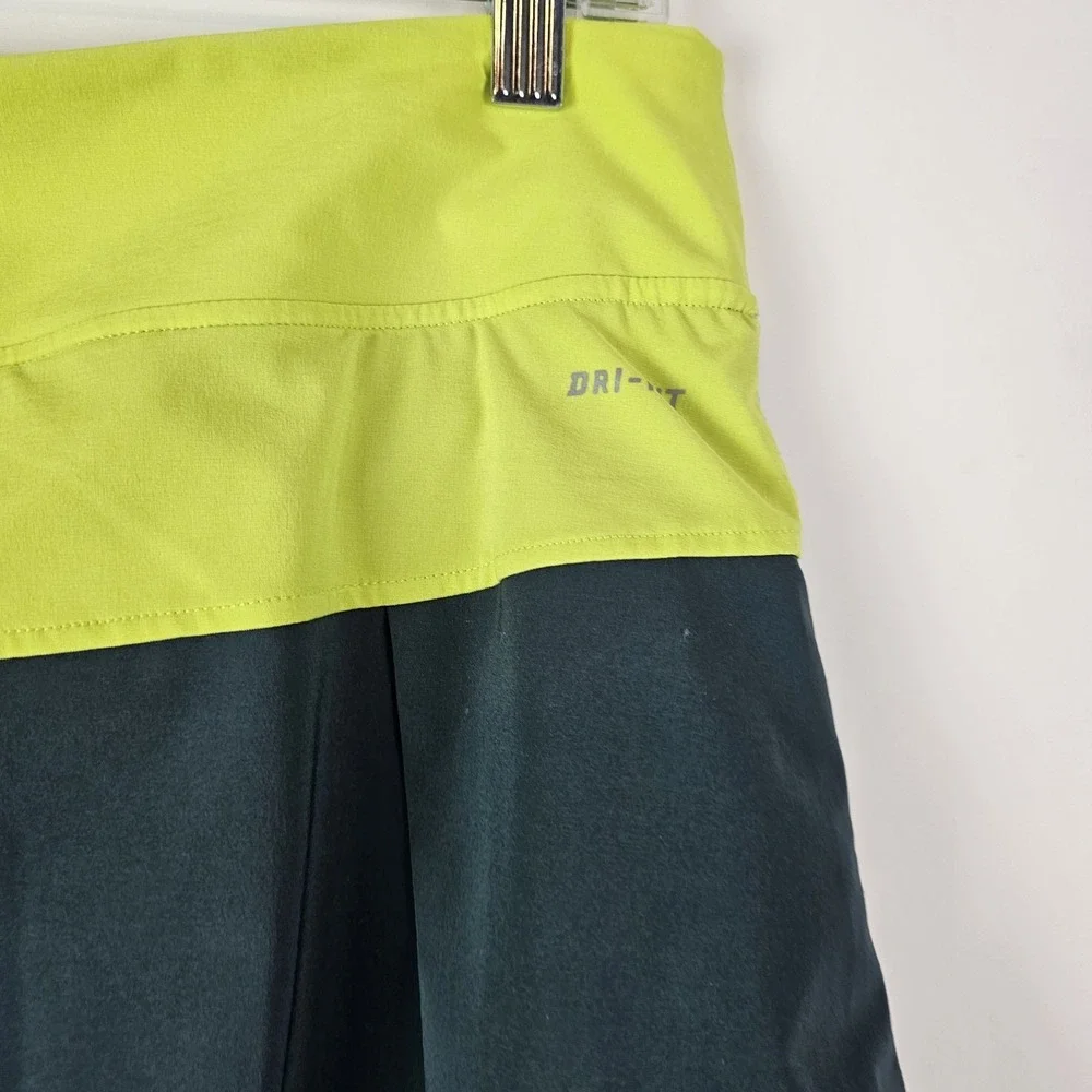 Nike Skort Skirt Womens Size M Dri-Fit Tennis Athletic Neon Yellow Gray Active